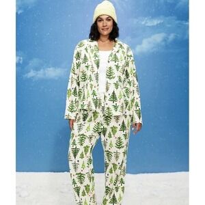 Old Navy Women's Holiday Christmas Trees Flannel  Pajama Set PJS Large,0401